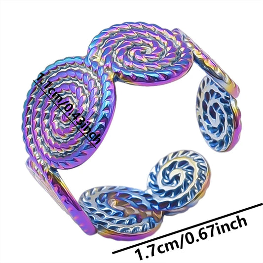 Luckacco 1pc Stylish Marine Jewelry Ocean Sea Animals Conch Starfish Shell Ring Stainless Steel Jellyfish Scallop Rings Women Charm Gift