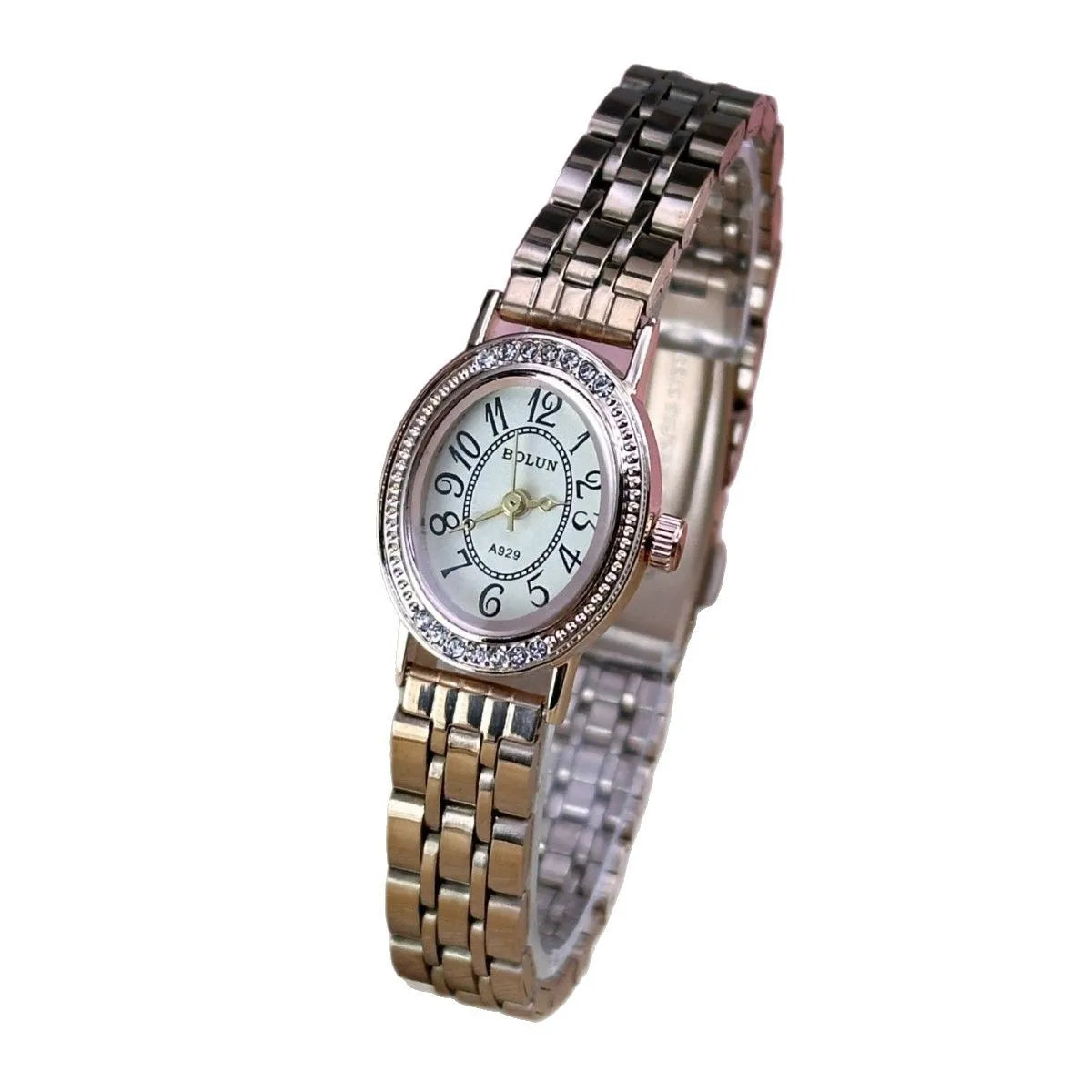 luckacco elegant women diamond oval watch female hand watch steel small original luxury ladies wristwatch golden relógio