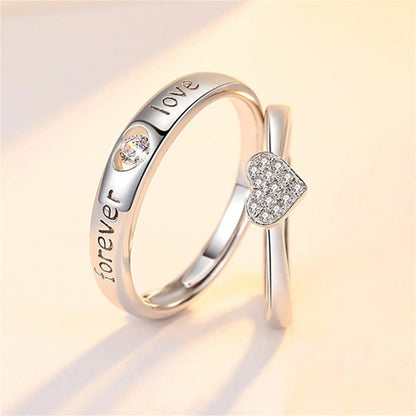 Luckacco 2Pcs Silver Color Luxury Zircon Crown Cross Couple Rings For Lovers Forever Endless Love Wedding Bands Ring Valentines Day Gifts