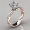 Luckacco Cross-twisted Zircon Ring Moissanite Plated Infinity Ring Two-color Princess Square Zircon Ring Jewelry Plated with 18k Wedding