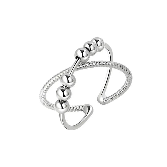 Luckacco Ethnic Mandala Flower Finger Rings for Women Girls Rotating Rose Sun Planet Anxiety Knuckle Ring Anti Stress Jewelry