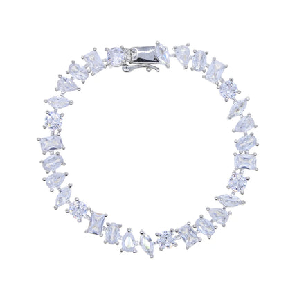 Luckacco 5A Cubic Zirconia Iced Out Bling Geometric CZ Tennis Chain Bracelet For Women Luxury Jewelry