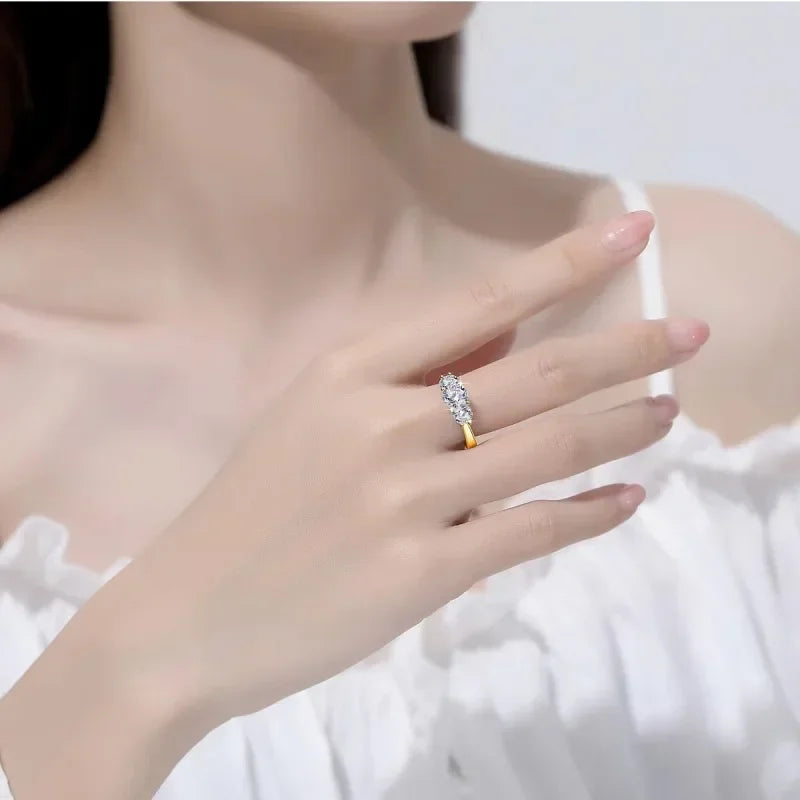 luckacco 2ct moissanite eternity ring 925 sterling silver with yellow white gold plated lab diamond rings for women fine jewelry