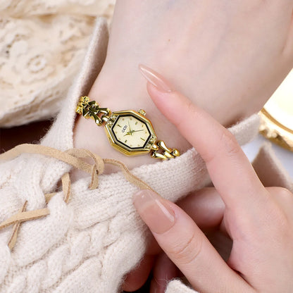 Luckacco GEDI Brand Ladies Watches are Exquisite Light Luxury Retro Metal Bracelets high-end Waterproof Women Fashion Quartz Wristwatches