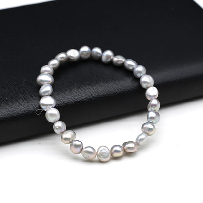 Luckacco 100% Natural Freshwater Pearl Bracelets Elastic Rope Melon Seed Buckle White Purple for Women Charm Jewelry Bracelet Gift