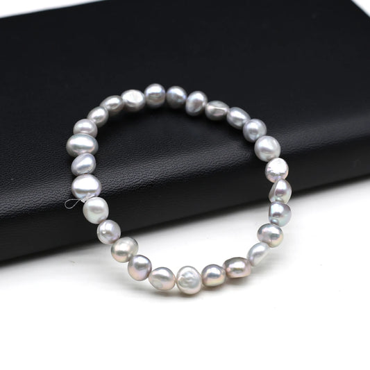 Luckacco 100% Natural Freshwater Pearl Bracelets Elastic Rope Melon Seed Buckle White Purple for Women Charm Jewelry Bracelet Gift