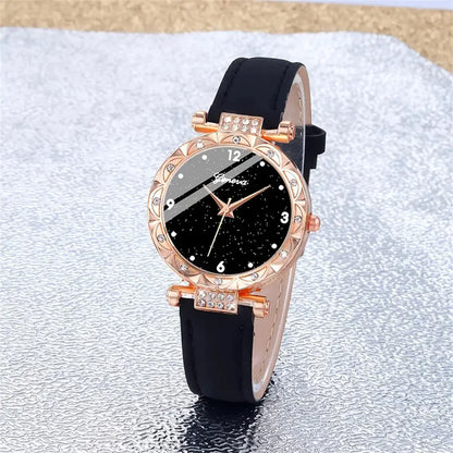 Luckacco Womens Watches 5Pcs Set Luxury Rhinestone Women Fashion Elegant Wristwatch Quartz Watch For Girl WristWatch Bracelet Gift