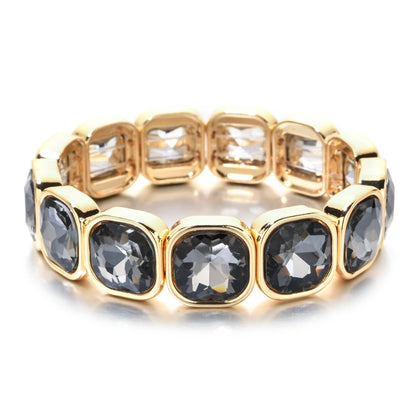 Luckacco Rose Colorful Glass Crystal Elastic Bracelet Enamel Stretch Rhinestone Bangle Tile Bead Bracelet for Women Fashion Jewelry