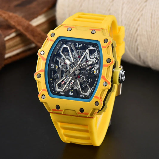 Luckacco Foreign trade new men's watch wholesale color line hollow dial quartz watch simple fashion watch spot