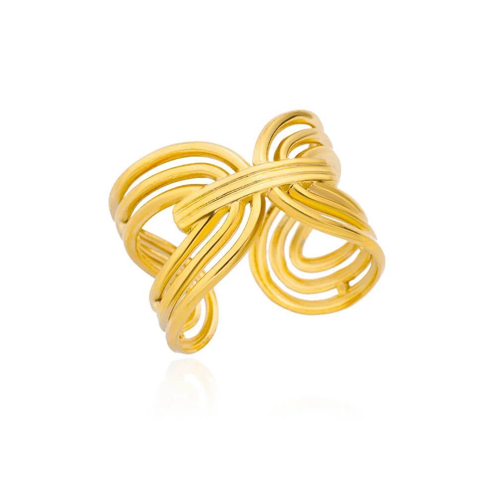 luckacco gold color stainless steel coin ring broad surface elliptical geometry rings fashion elegant jewelry accessories for women gift
