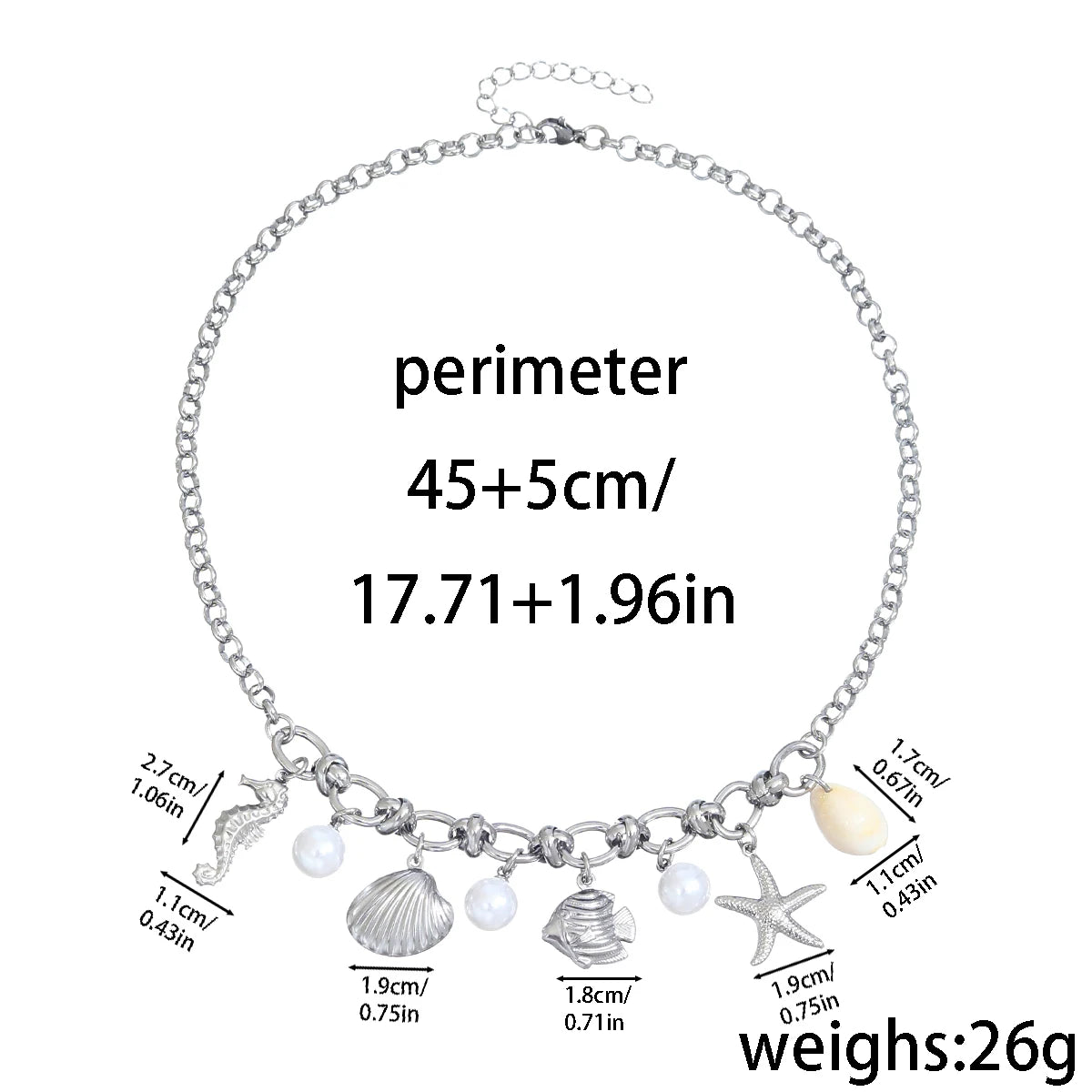 luckacco starfish conch imitation pearl women stainless steel necklace sun and moon pendant  summer beach vacation y2k fashion jewelry