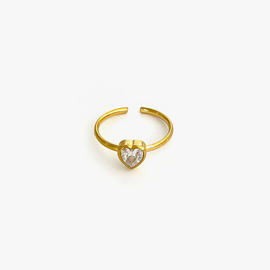 Luckacco Peri'sbox Anti-Tarnish White Rhinestone Square Heart Flower Open Rings Women Trendy Multi-layer V-Shaped Ring Wedding Party Gift