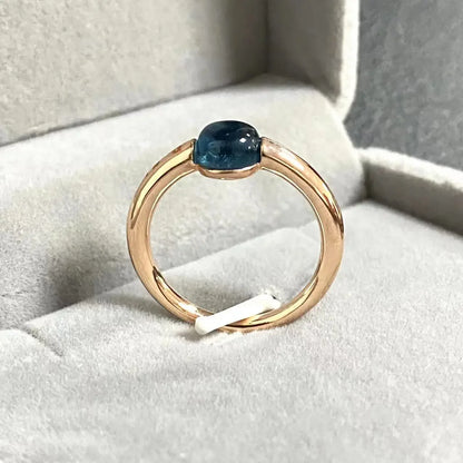 Luckacco 6mm Simple Round Ring Starry Sky Style Ring Blue Crystal Ring For Women Fashion Jewelry Party Gift