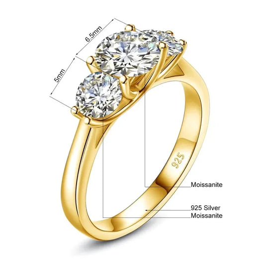 Luckacco 2ct Moissanite Eternity Ring 925 Sterling Silver with Yellow White Gold Plated Lab Diamond Rings For Women Fine Jewelry