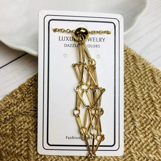 Luckacco Stainless Steel Crystal Holder Cage Necklace Silver Color Interchangeable Stone Holder Necklace Necklace Accessories Gold Color