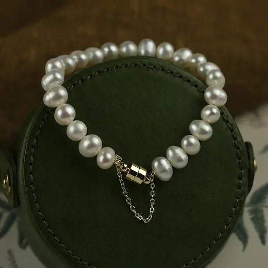 Luckacco Elegant Freshwater Pearl Bracelet For Women's Magnetic Buttons Creative Design Bracelets Wedding Daity Hand Jewelry Accessories