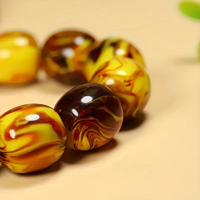 luckacco amber beeswax bracelet, retro style, stylish and minimalist, suitable for casual wear, everyday jewelry