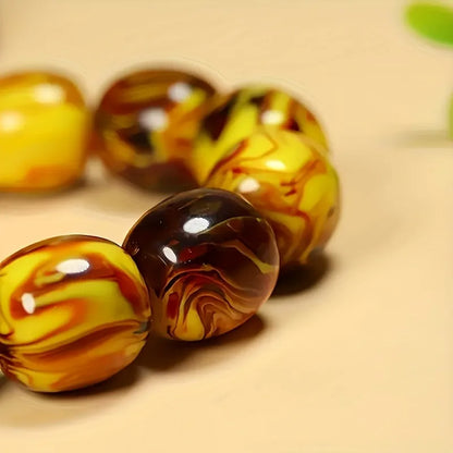 Luckacco Amber Beeswax Bracelet, Retro Style, Stylish and Minimalist, Suitable for Casual Wear, Everyday Jewelry