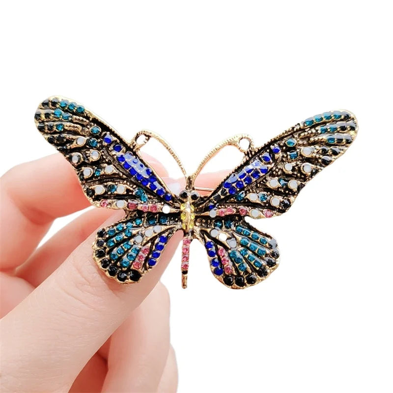 luckacco rhinestone butterfly brooch women's enamel diamond big butterfly brooches fashion fashion clothes bag accessories brooch