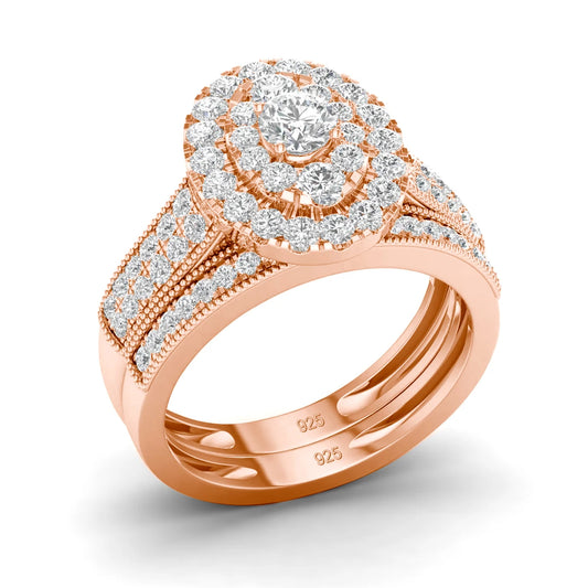 Luckacco 2PCS Diamond Couple Rings Set Woman Wedding Engagement Sterling Silver Ring Shining Luxury 5A Zircon 14k Gold Classic Jewelry