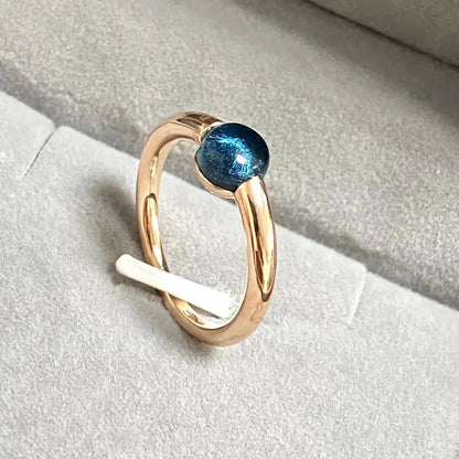 Luckacco 6mm Simple Round Ring Starry Sky Style Ring Blue Crystal Ring For Women Fashion Jewelry Party Gift