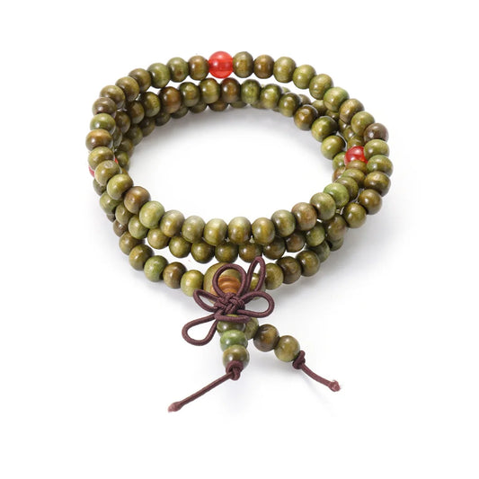 Luckacco 1Pc Wood Bead New Buddha Bracelet Buddhist  Bangle Prayer Beads Copper Coin Women Men Lucky Religion Bracelets Charm Jewelry