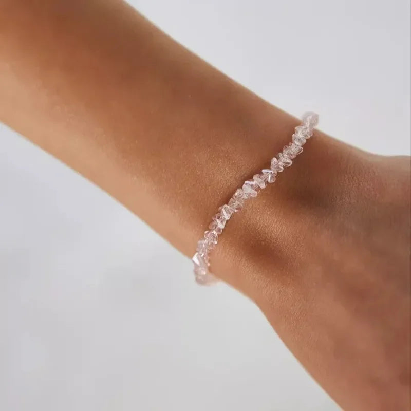 luckacco shiny mulit-cut transparent crystal bracelet for women trend irregular chain beaded on the hand handmade jewelry girls gifts