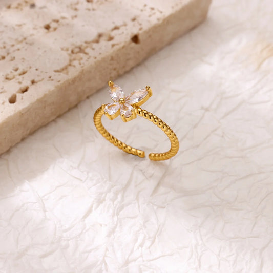 Luckacco Luxury Gold Plated Stainless Steel Geometry Rings For Women Men Open Adjustable Charm Finger Ring Wedding Party Fashion Jewelry