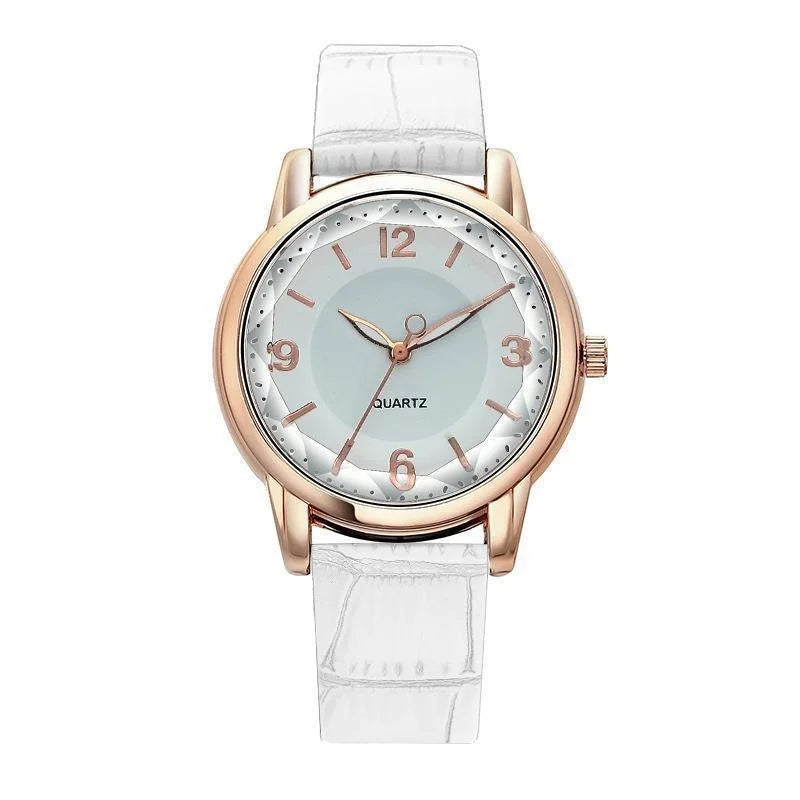 luckacco leather strap ladies quartz  watch polygon glass luxury women wristwatches clocks dial quartz creative fashion watch reloj часы