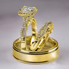 Luckacco 14K Gold Vintage 3-in-1 Promise Ring Set Lab Diamond Engagement Wedding Band Rings for Women Men Party Jewelry