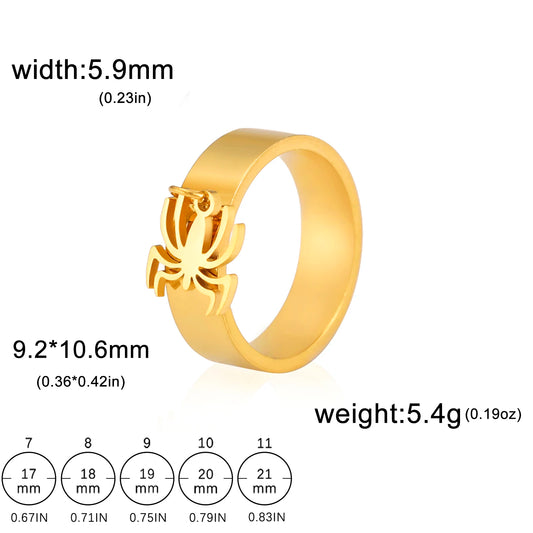 Luckacco Unift Women Stainless Steel Charms Rings Flower Leaf Spider Paw Pendant Finger Ring Fashion Minimalist Couple Jewelry