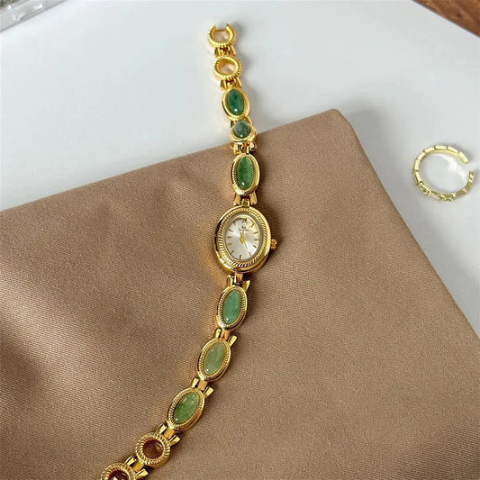 Luckacco BS Bee Sister Quartz Vintage Woman Watch Oval Dial Light Luxury Ladies Wristwatches Fashion Casual Simple Women Watches