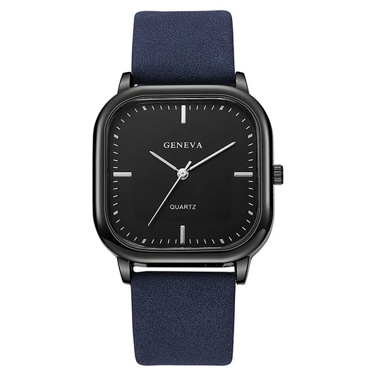 Luckacco Fashion Square Dial Men Watch Minimalist Casual Leather Strap Quartz Wristwatch Man Clock Relogios Masculino (Without Box)