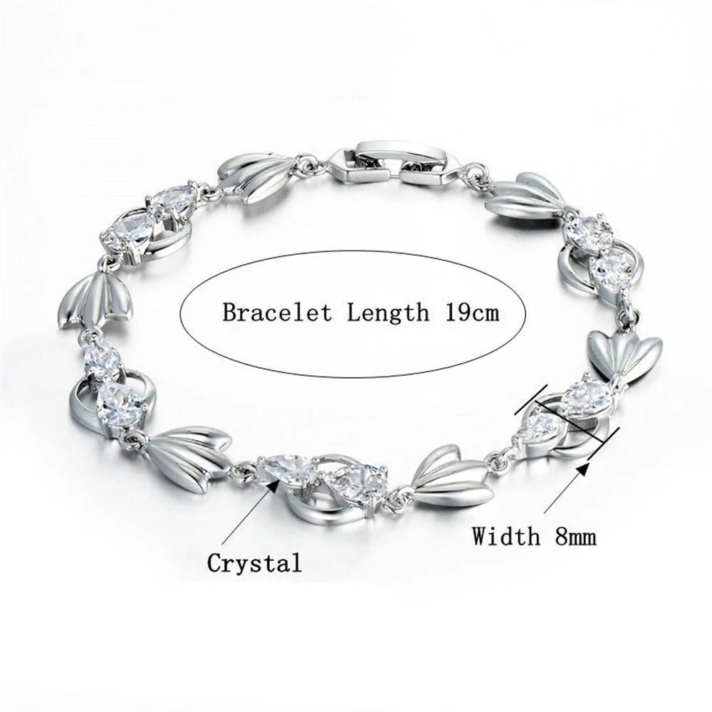 luckacco luxury new trendy gold silver color aaa zircon rhinestone bracelet chain charm valentine's day jewelry gifts for women lovers