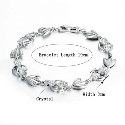 Luckacco Luxury New Trendy Gold Silver Color AAA Zircon Rhinestone Bracelet Chain Charm Valentine's Day Jewelry Gifts For Women Lovers