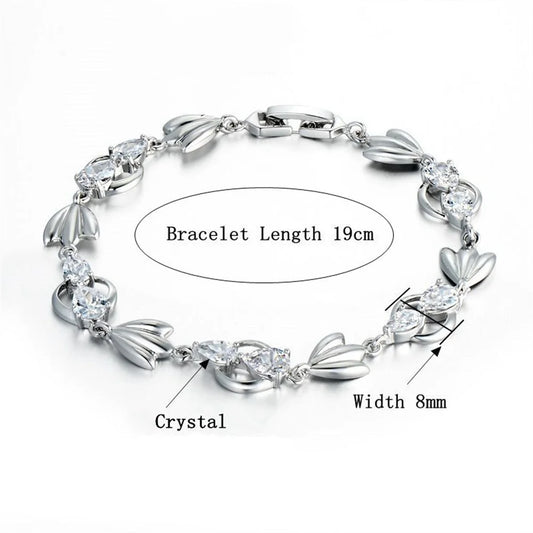 Luckacco Luxury New Trendy Gold Silver Color AAA Zircon Rhinestone Bracelet Chain Charm Valentine's Day Jewelry Gifts For Women Lovers