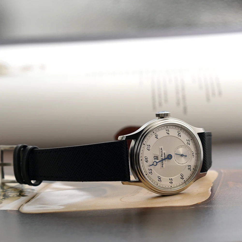 luckacco spot goods new pierre paulin jumping hour men watch salmon dial automatic st17 mechanical watch vintage bonklip bracelet
