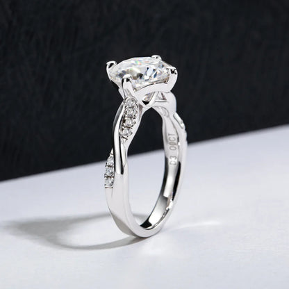 Luckacco 3 Carat D Color Moissanite Engagement Ring, 9mm Round Cut, 925 Sterling Silver Wedding Band, GRA Certified, Bridal Jewelry Gift