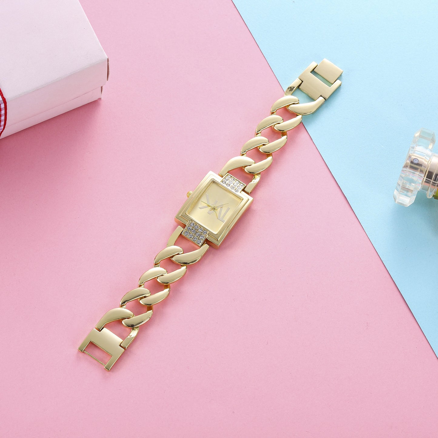 luckacco luxury brand women's watch fashion elegant style metal strap square trendy quartz watch for women woman's wristwatch clock