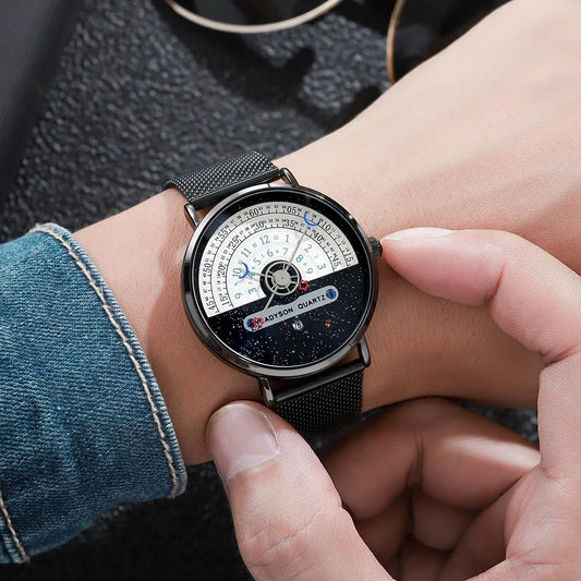 Luckacco Men's Starry sky Creativity Calendar Watches Casual Sport Watch For Men Quartz WristWatch Relogio Masculino