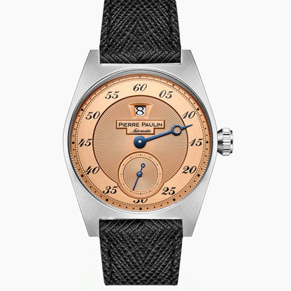 Luckacco Spot goods NEW Pierre Paulin Jumping Hour Men Watch Salmon Dial Automatic St17 Mechanical Watch Vintage Bonklip bracelet