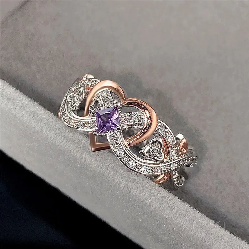 luckacco creative women's heart rings with romantic rose flower design wedding engagement love rings hot sale aesthetic jewelry