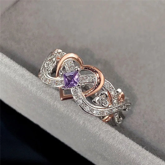 Luckacco Creative Women's Heart Rings with Romantic Rose Flower Design Wedding Engagement Love Rings Hot Sale Aesthetic Jewelry