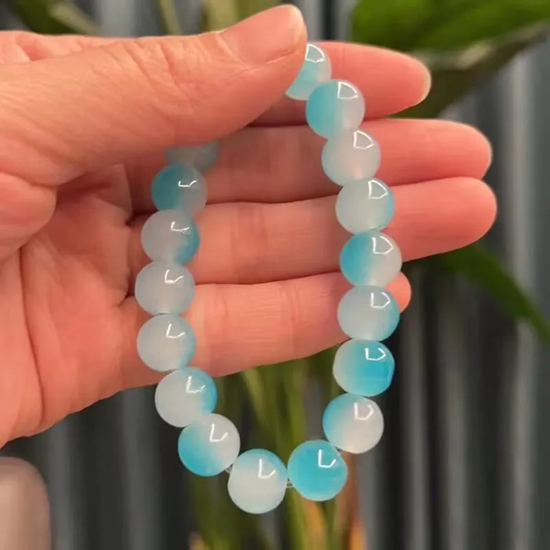 luckacco quartz crystal pink powder crystal quartz natural stone streche bracelet elastic cord pulserase jewelry beads lovers woman gift