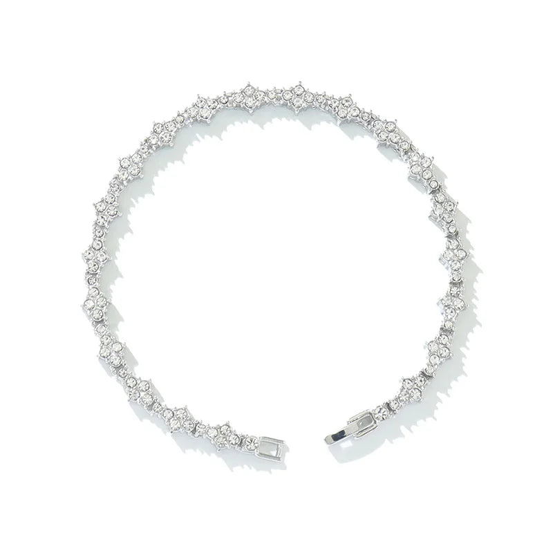 luckacco round stone star cubic zirconia bracelet hip-hop jewelry for men shiny elegant fashion accessory classic  gift for birthday