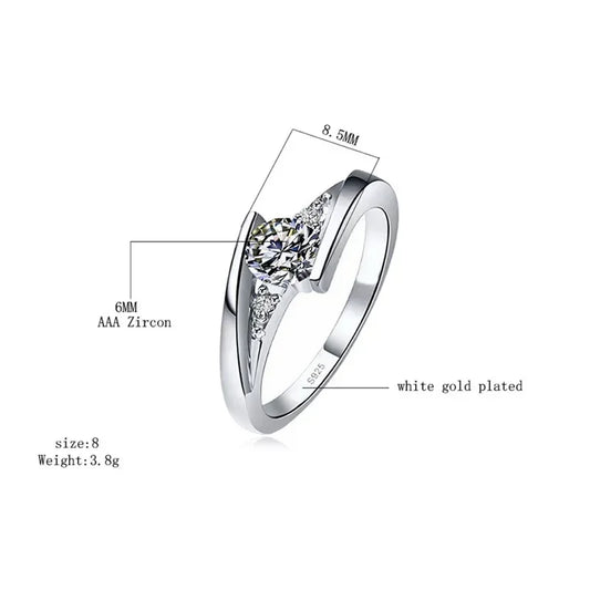 Luckacco 2024 Cute Female Small Round Zircon Stone Ring Vintage Silver Color Wedding Jewelry Promise Crystal Engagement Rings For Women