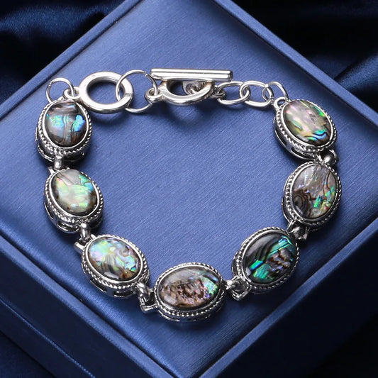 Luckacco Abalone Shell Bracelet Bohemian Wristband Girl Adjustable Chain Women Jewelry Gifts Mother's Day Gift Link Bangle Gift for Mom