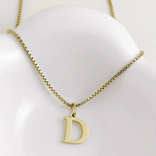 Luckacco Initial necklace letter pendant chamrs stainless steel Necklace jewelry Women's Necklace Box Chain Choker woman trend 2025 gift