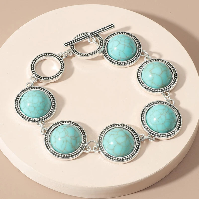 luckacco fashion boho vintage round pearl bracelets bangles for women blue red black bead vintage bohemian adjustable bracelet jewelry