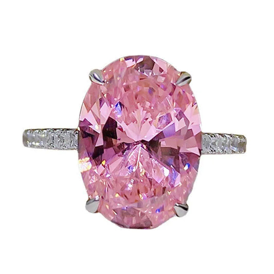 Luckacco 925 Sterling Silver Oval 4ct Lab Diamond Ring for Women – Sparkling Engagement Wedding Band Big Stone Bridal Jewelry Rings